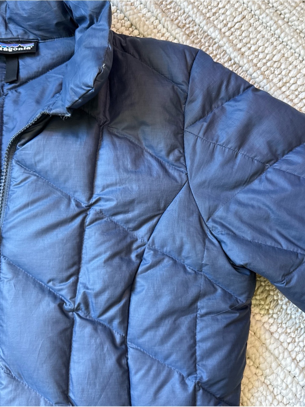 Patagonia Womans Tres Parka Goose Down Women’s Large Navy Blue Jacket Read Desc - Picture 6 of 16